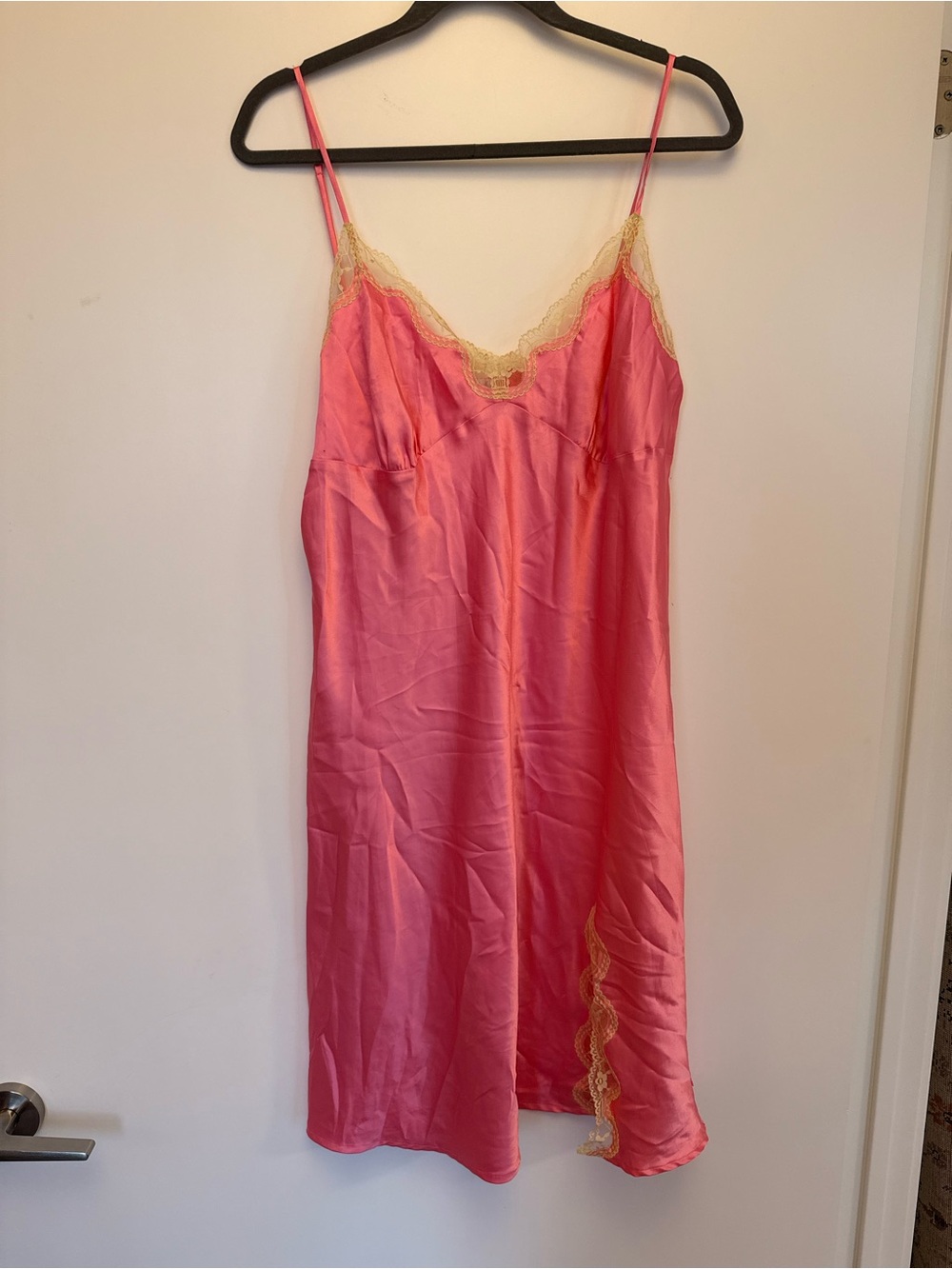 La SENZA Pink Slip with Cream Lace Trim